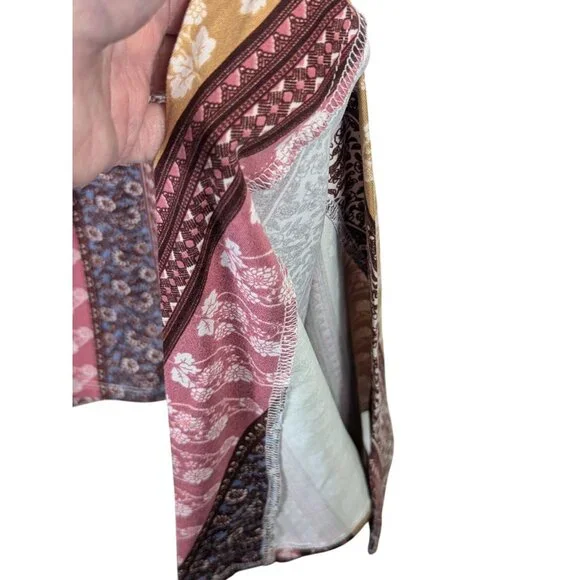 Cactus + Pearl Women size L Mix Stripe Knit Maxi Dress Slits Cottagecore Hippie - Picture 8 of 13